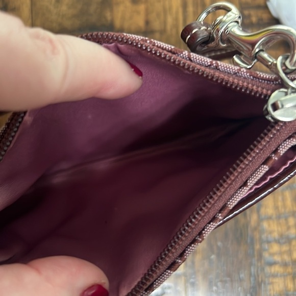 Coach Maroon/Purple Signature Logo Wristlet - Picture 5 of 8